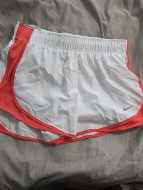 Nike Women’s White and Coral Tempo Shorts